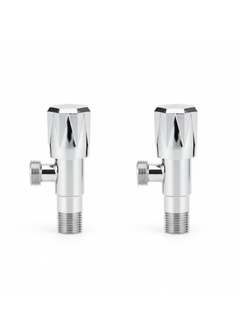 Hitex Stainless Steel Angle Valve 1/2 Inch 2 Pcs – Chrome Finish Water Shut Off Valve for Toilet, Basin, Bidet & Washing Machine | Rust-Resistant, Leak-Proof Plumbing Control Valve | ODROLLO - Image 1